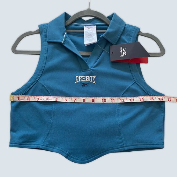 NEW Blue Reebok Varsity Collar Top Sz L - Picture 7 of 8